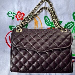 Quilted Leather Chain Shoulder Bag - Brown